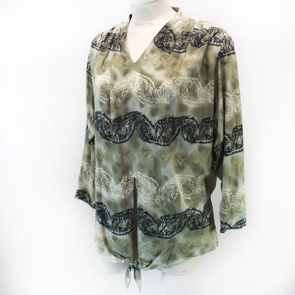 Carole Little for Saint-Tropez West 100% Rayon Vtg Blouse Top V-Neck Size 10